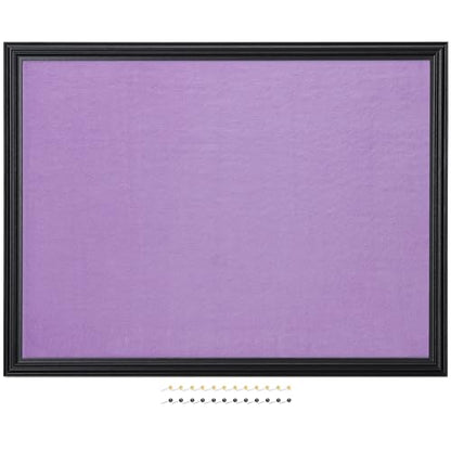 Navaris Framed Fabric Bulletin Board - 18 x 24 inches Plush Jewelry Organizer Pinboard for Wall - Memory Memo Pin Board - Purple with Black Frame - color: Black / Purple