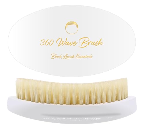 360 Wave Brush, Build Deeper Waves, Soft & Hard Boar Bristle, Curved Design, Black Lavish Essentials Signature (Soft Brush, White) - color: White, size: Soft Brush