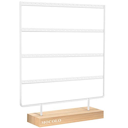 Mocolo Earring Holder Stand, Earring Organizer Display Holder Stand for Hanging Earrings(88 Holes & 4 Layers) (White) - color: White