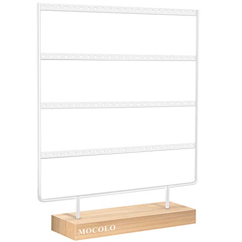 Mocolo Earring Holder Stand, Earring Organizer Display Holder Stand for Hanging Earrings(88 Holes & 4 Layers) (White) - color: White