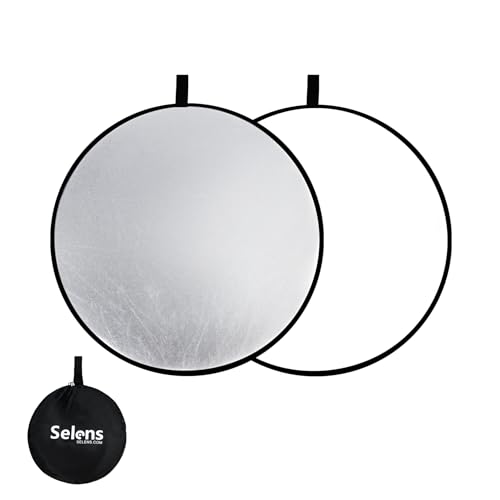 Selens 2 in 1 Foldable 17inch/45cm Light Reflector,Collapsible Disc Photography Reflector Silver,White for Portable Portrait Photography and Outdoor Lighting - size: 2 in 1 17inch (White/Silver)