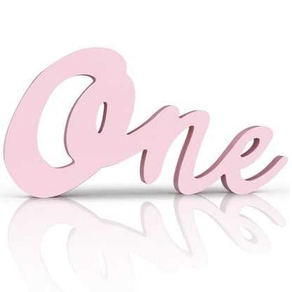 TONIFUL One Wooden Sign Cutout Letter for Girl 1st Birthday Party Decorations Table Centerpieces for First Birthday Light Pink Letter Wooden Photo Booth Props Party Decorations Supplies - style: One-Light Pink