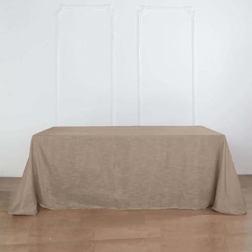 Efavormart 90x132 Taupe Premium Faux Linen Rectangular Tablecloth | Wrinkle Free Tablecloth - color: Taupe, size: 132" x 90" (Rectangular)