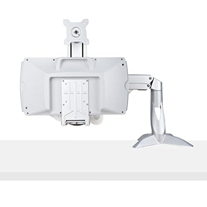 StarTech.com Sit-Stand Monitor Arm with Keyboard Tray - Adjustable Desk Mount Sit-Stand Workstation Arm for Single 27" VESA Display - Ergonomic Articulating Standing Desk Converter, TAA - color: Silver, style: Desk Mount – Spring Arm