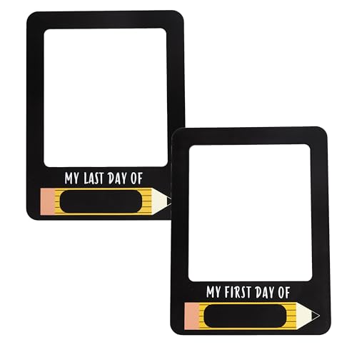 Kate & Milo First & Last Day Chalk Prop, Reversible Chalkboard, Photo Prop for Kids, Kindergarten Through High School, K-12, Reusable, Erasable - style: School Bus Chalkboard