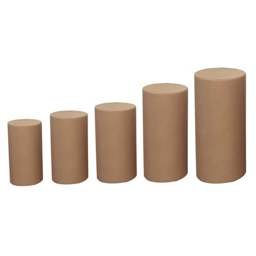 Efavormart Set of 5 | Taupe Spandex Cylinder Plinth Display Box Stand Covers, Stretchable Pedestal Pillar Prop Covers - 160 GSM - color: Taupe, size: Spandex Cylinder Covers