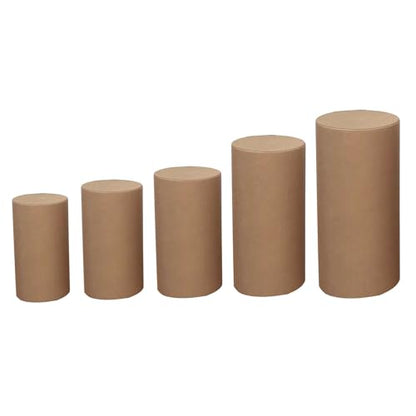Efavormart Set of 5 | Taupe Spandex Cylinder Plinth Display Box Stand Covers, Stretchable Pedestal Pillar Prop Covers - 160 GSM - color: Taupe, size: Spandex Cylinder Covers