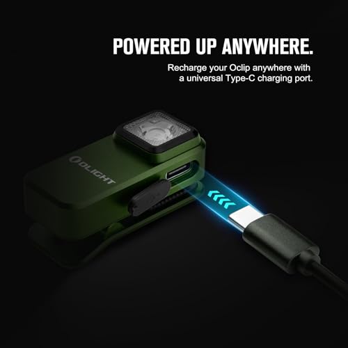 OLIGHT Oclip Rechargeable EDC Flashlight 300 Lumens Dual Sources Compact Pocket Clip Light, Convenient USB C Charging, Magnetic Flash Lights for Working, Cycling, Emergency, Signaling Tool(OD Green) - color: OD Green