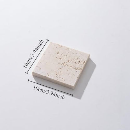 Natural Travertine Stone Display Tiles, Decorative Photography Props for Jewelry, Cosmetics, Home Decor, Beige Stone Blocks (10cm*10cm) - size: 10cm*10cm