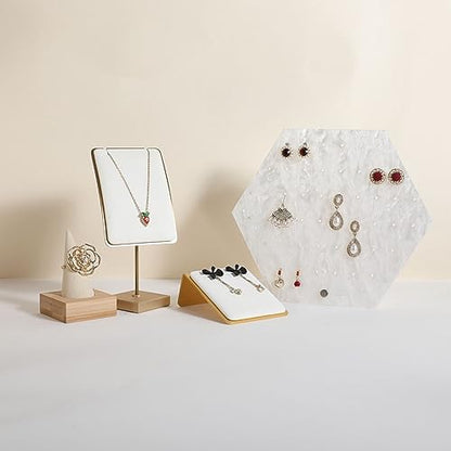 Velvet earring display stands for selling, White earring holder, Gold Jewelry studs organizer【White】 - color: White