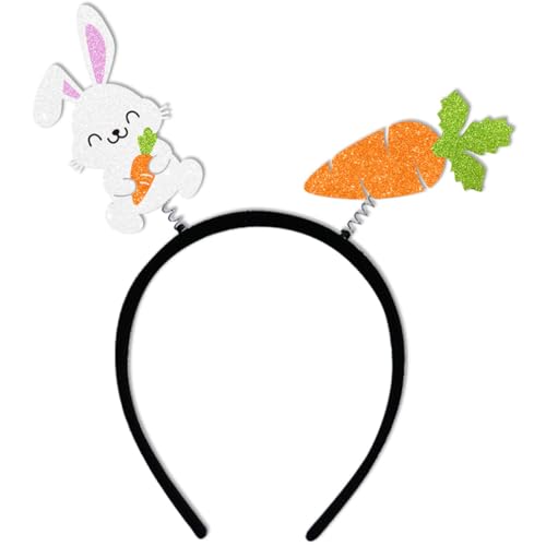 Easter Headbands for Women - Glitter Easter Bunny Ears Headband - Carrot Headband for Easter Party Supplies - Outfits for Women - Easters Party Bunny Hair Accessories - color: Carrot
