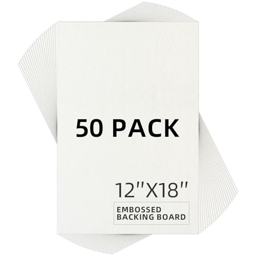 Falling in Art 50 Pack Embossed Backing Board, 12x18 Acid-Free Mat Boards, 4 Ply Thickness Uncut White Backing Boards for Photos, Pictures, Frames, Artworks and Prints - size: 12x18 - 50 Pack
