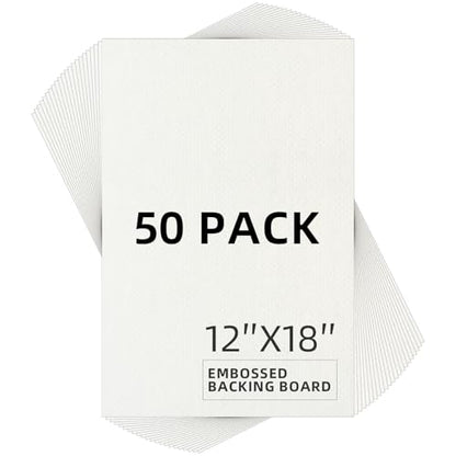 Falling in Art 50 Pack Embossed Backing Board, 12x18 Acid-Free Mat Boards, 4 Ply Thickness Uncut White Backing Boards for Photos, Pictures, Frames, Artworks and Prints - size: 12x18 - 50 Pack