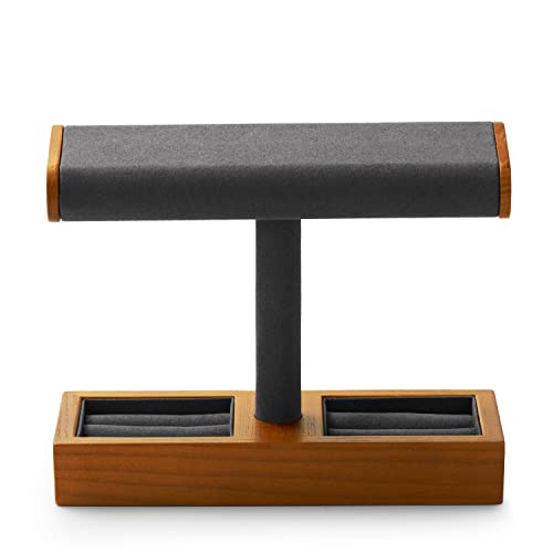 Oirlv Solid Wood Watch Display Stand T-bar Watch Stand for Men and Women Jewelry Accessory Organizer for Store and Home(SM19202) - color: Black, size: 2 Ring Slots
