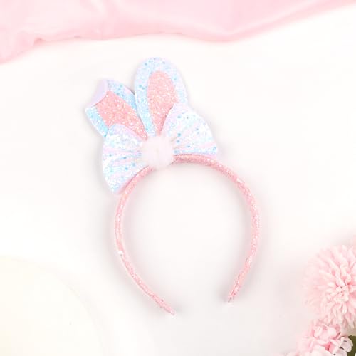 Totelux Easter Headband Bunny Ears Hair Band Glitter Sequins Rabbit Ears Hair Accessories for Women Girls Easter Party Favor Pink - color: Pink