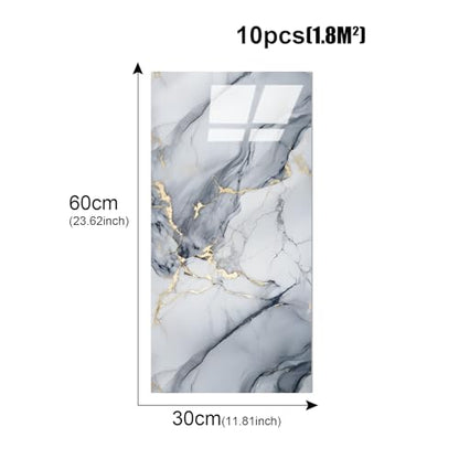 10pcs Thick Marble Peel and Stick Waterproof Wall Panels,Heat-Resistant Backsplash Tile, 23.6"x11.8" PVC Foam Wall Sticker for Kitchen,Living Rooms,TV Walls,Blue and Gold (Not Real Tile 19.4Sq. Ft.) - color: Blue Marble Tiles, size: 23.6" x 11.8" x 4MM x