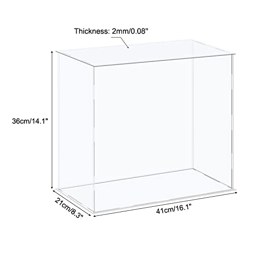 MECCANIXITY Acrylic Display Case Plastic Box Cube Storage Box Clear Assemble Showcase 16.1x8.3x14.1 Inch for Collectibles - size: 16.1x8.3x14.1 Inch