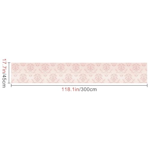 HOMETITUTE Wallpaper Peel and Stick Soft Pink Classic Damask Contact Paper Wall Paper Stick 17.7" x 118.1" Self Adhesive Removable Vinyl Wall Covering Bedroom Kitchen Bathroom Home Decor - color: Pink Classic Damask