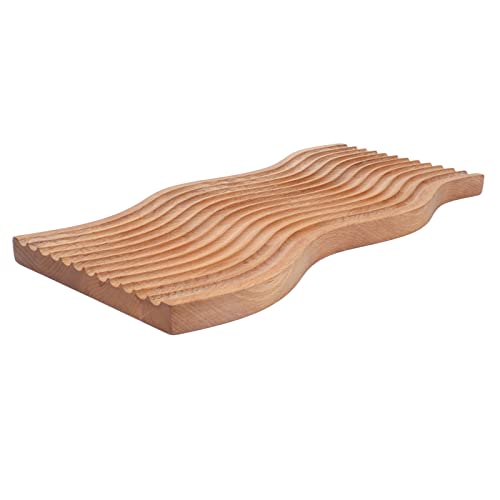 Wooden Bread Dessert Tray, Multifunction Serving Tray, Natural Beech Wood Geometric Snack Plate with Smooth Edges for Home Kitchen, Parties and Food Photography (water ripple shape) - size: 15.7"L x 7.1"W