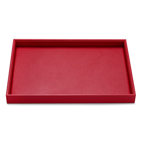 Oirlv Gorgeous Red Leather Jewelry Tray Flat Jewelry Display Tray Stackable Jewelry Organizer Plate - color: Red, size: Flat Tray