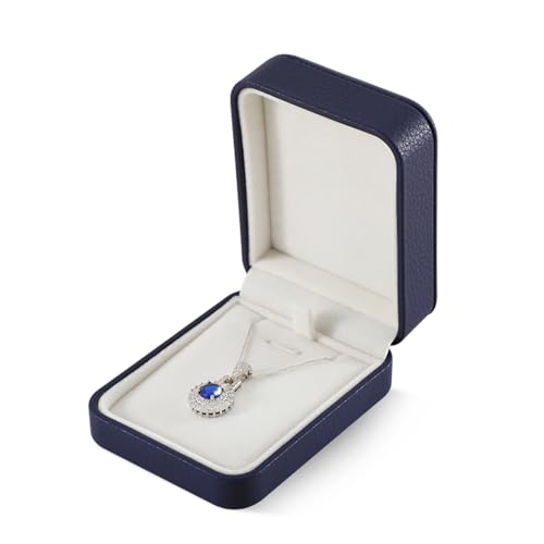 Pendant Necklace Box Leather Necklace Case,Jewelry Box For Men,Lovers,Engagement,Wedding,Anniversary,Birthday,Valentine'S Day - color: Dark Blue, size: Pendant Box