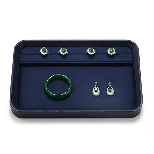 Oirlv Jewelry Display Tray for Vendors Velvet Jewelry Tray with Compartments for Rings and Bracelets(Blue) - color: Blue P21602