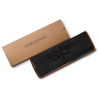 D'Moksha Homes Linen Placemats Set of 4 - Classic Hemstitch Black Placemats 14 x 19 Inch - 100% Pure Linen Table Mats for Spring - Handcrafted and Machine Washable - color: 04 - Black