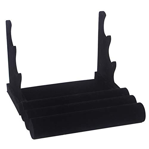 2 Pack Velvet Bracelet Holder with 3 Tier Rack, Jewelry Display Stand Watch Bangle Bar Necklace Storage Organizer, Black