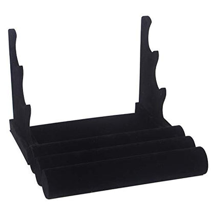 2 Pack Velvet Bracelet Holder with 3 Tier Rack, Jewelry Display Stand Watch Bangle Bar Necklace Storage Organizer, Black