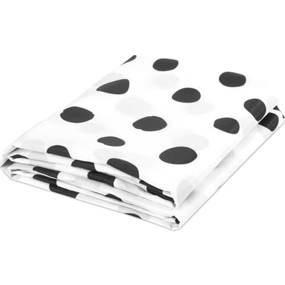 Classroom Fabric Bulletin Board 47x141inch Black Dots White Back to School Classroom Backdrop Decoration for Wall Door Background, DIY Crafts, Bulletin Boards, Pillows, Curtains, Reusable, Easy to Cut - style: White Polka Dots