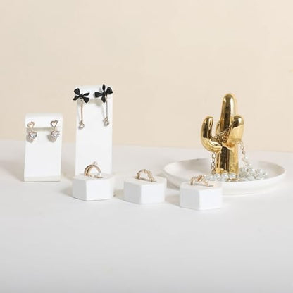 White earring holder for girls, Leather earring display stand for selling, Jewelry earring hanger for boutique store【White-Earring stand-2pcs】