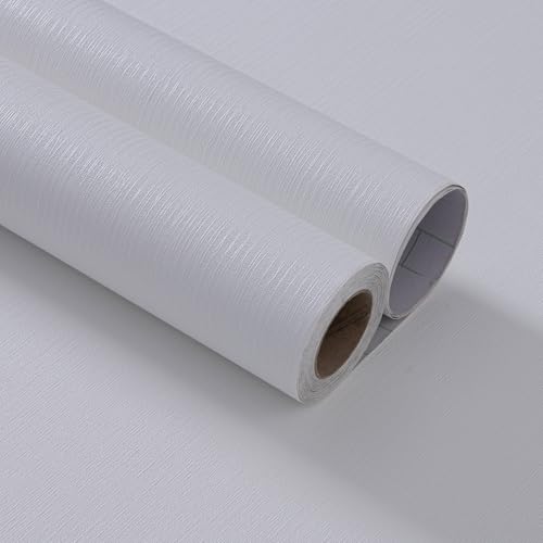 White Grasscloth Wallpaper Peel and Stick Fabric Linen Textured 24"x394" Classic Faux Grassweave Upgraded Thick Self-Adhesive Neutral Contact Paper Vinyl Film Liner Roll for Home Use - color: White, size: 23.6" x 393"