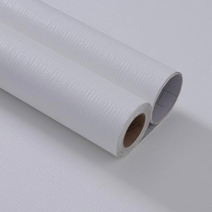 White Grasscloth Wallpaper Peel and Stick Fabric Linen Textured 24"x394" Classic Faux Grassweave Upgraded Thick Self-Adhesive Neutral Contact Paper Vinyl Film Liner Roll for Home Use - color: White, size: 23.6" x 393"