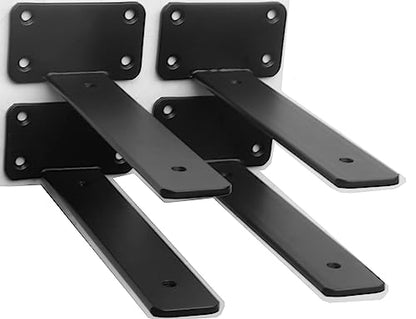 4 Pack - 8 inch Black Hidden L Shelf Bracket (1/5 Inch Thicked) Iron Floating Shelf Brackets Rustic Industrial Metal Brackets for Shelf Support - size: 8 Inch, style: Black 4 Pack