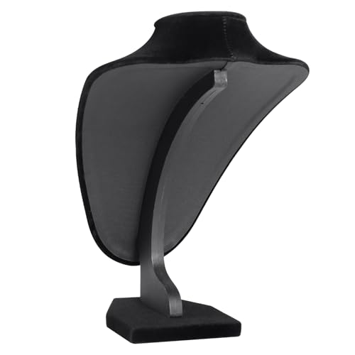 TENINYU Professional 3D Necklace Display Stand, Black Velvet Jewelry Bust Holder, 8.5 Inch Chain Organizer Tower for Home Display (Black) - color: Black