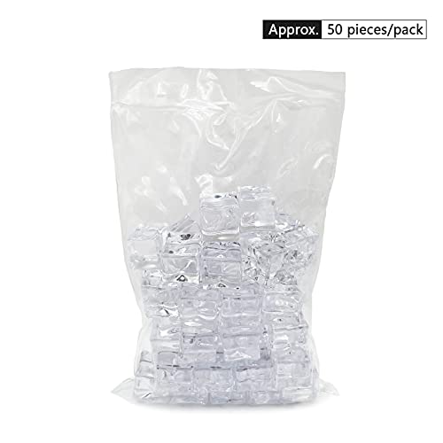Fake Ice Cubes, 50 PCS 0.8" Fake Ice, Artificial Acrylic Crystal Diamonds for Vase Fillers, 20 mm Plastic Ice Cubes for Party, Wedding - color: 20 MM-50PCS
