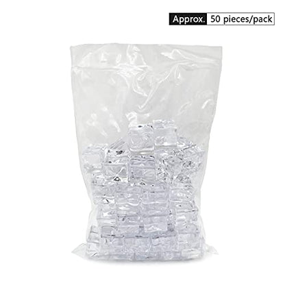 Fake Ice Cubes, 50 PCS 0.8" Fake Ice, Artificial Acrylic Crystal Diamonds for Vase Fillers, 20 mm Plastic Ice Cubes for Party, Wedding - color: 20 MM-50PCS