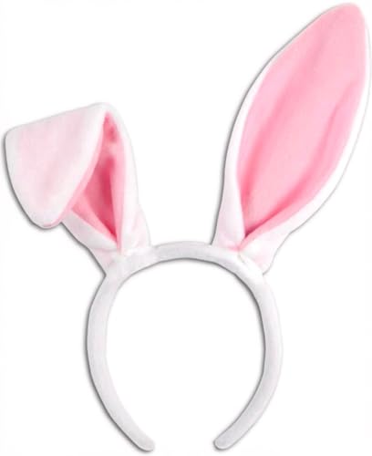 WOVOWOVO Bunny Ears Headbands White Rabbit Ears Soft Plush, Bunny Costume Accessory for Halloween Easter Cosplay, 1 Pack