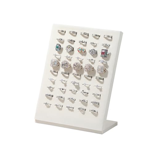 Ring Board Display Stand,Velvet Jewelry Earring Organizer Holder for Selling,Vendors Storage Tray for Multiple Rings (Beige) - color: Beige
