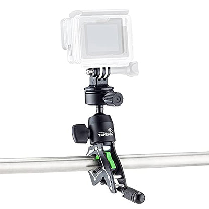 Adjustable Camera Clamp Mount with 360°Rotatable Mini Ball Head and 1/4" Screew Quick Release Tabletop C Clampod Bar Clamp for GoPro/Brinno/DSLR/MILC/SLR Camera and More Action Camera - style: R2