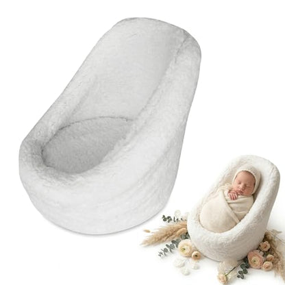DOITOOL Newborn Chair for Photoshoot, White Baby Photography Props Mini Sofa Newborn Posing Seat Infant Studio Couch Toddler Picture Accessories