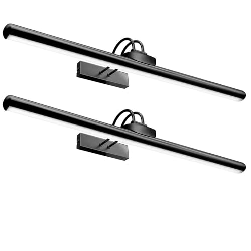 26" Wireless Picture Lights, Rechargeable Battery Art Display Light with Remote Control, Dimmable/Timer Off Dartboard Light, 3 Lighting Modes Full Metal Painting Display Lights (Black-2 Pack) - color: Black-2 Pack