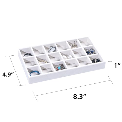 Frebeauty Jewelry Organizer Tray,Stackable Velvet Jewelry Trays,Drawer Inserts Earring Organizer For Women Jewelry Storage Display Case for Rings Stud Necklaces,Set of 4(White) - color: White, size: Set 4