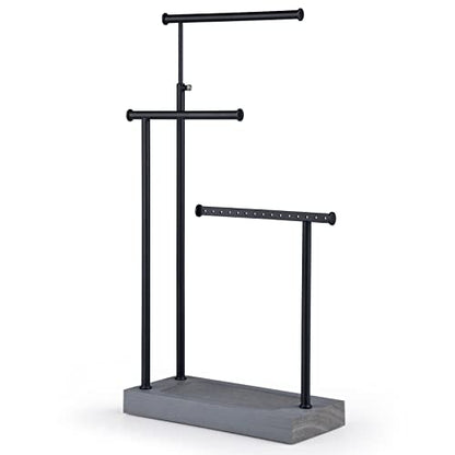 SRIWATANA Jewelry Organizer Display Extra Tall Necklace Holder 3 Tier Jewelry Tree Stand, Gift Idea (Weathered Grey & Black) - color: weathered grey