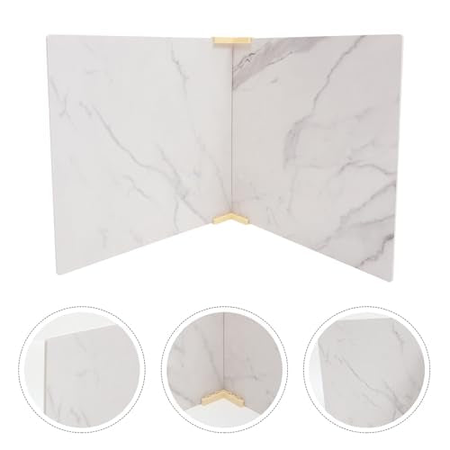 2pcs 40x40cm Mini Photography Backdrop Boards with White Marble PVC Texture for Food and Cosmetics Photo Studio, Reusable Flat Lay Photo Props Backgrounds
