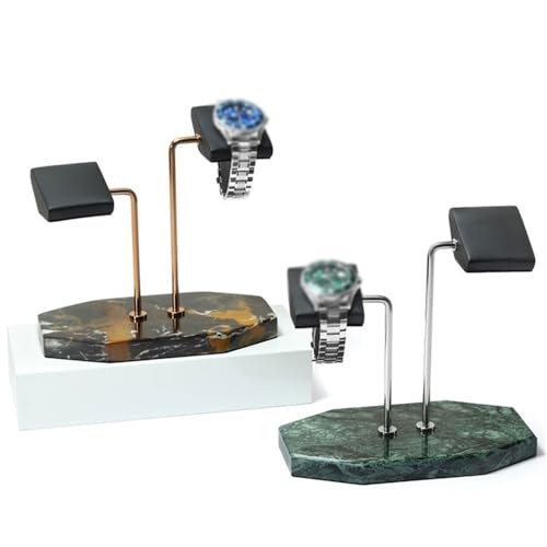 Jewelry Towers Light Luxury Marble Double Position Watch Organizer Stainless Steel Watch Display Props Creative Watch Tray Jewellery Stand Display(Green) - color: Green