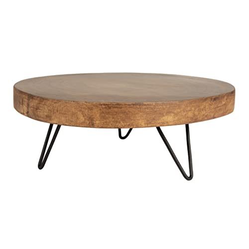 Creative Co-Op Decorative Paulownia Wood Pedestal, Dark Brown - color: Dark Brown, size: 11"
