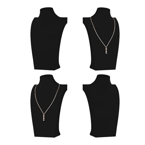 Necklace Bust Display Stand, Necklace Holder, Pendant Chain Necklace Organizer for Women (Black Velvet, L 4PCS) - color: Black Velvet, size: 11.4" Height (4pc)