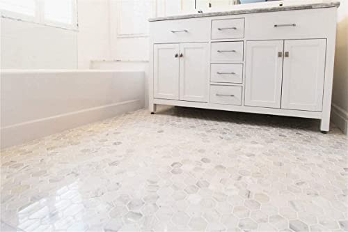 Tenedos Calacatta Gold Marble 2 inch Hexagon Mosaic Tile Polished for Kitchen Backsplash Bathroom Flooring Shower Surround Dining Room Entryway Corrido Spa (1 Sheet)