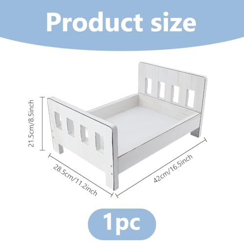 DICOSMETIC 1Pc Newborn Photography Props Bed Polyethylene Rustic Mini Bed 11.02x15.16x2.05 Inch White Vintage Baby Photoshoot Props Posing Photography Accessories - color: White